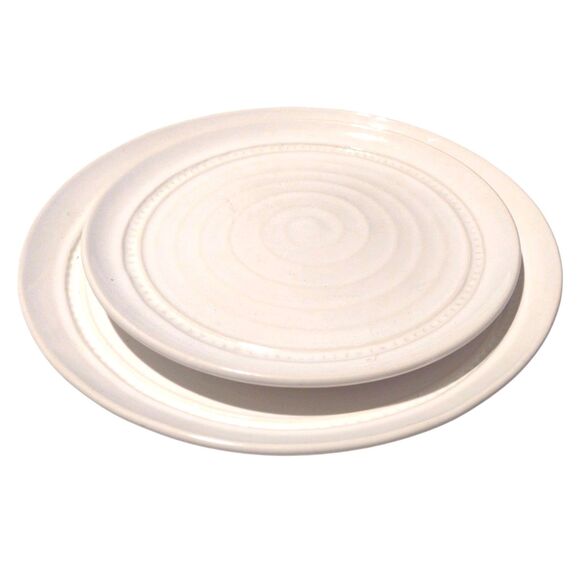 Artimino Venezia Tuscan White Cream Set of 2 Stoneware Pottery Plates Italy - Picture 11 of 12